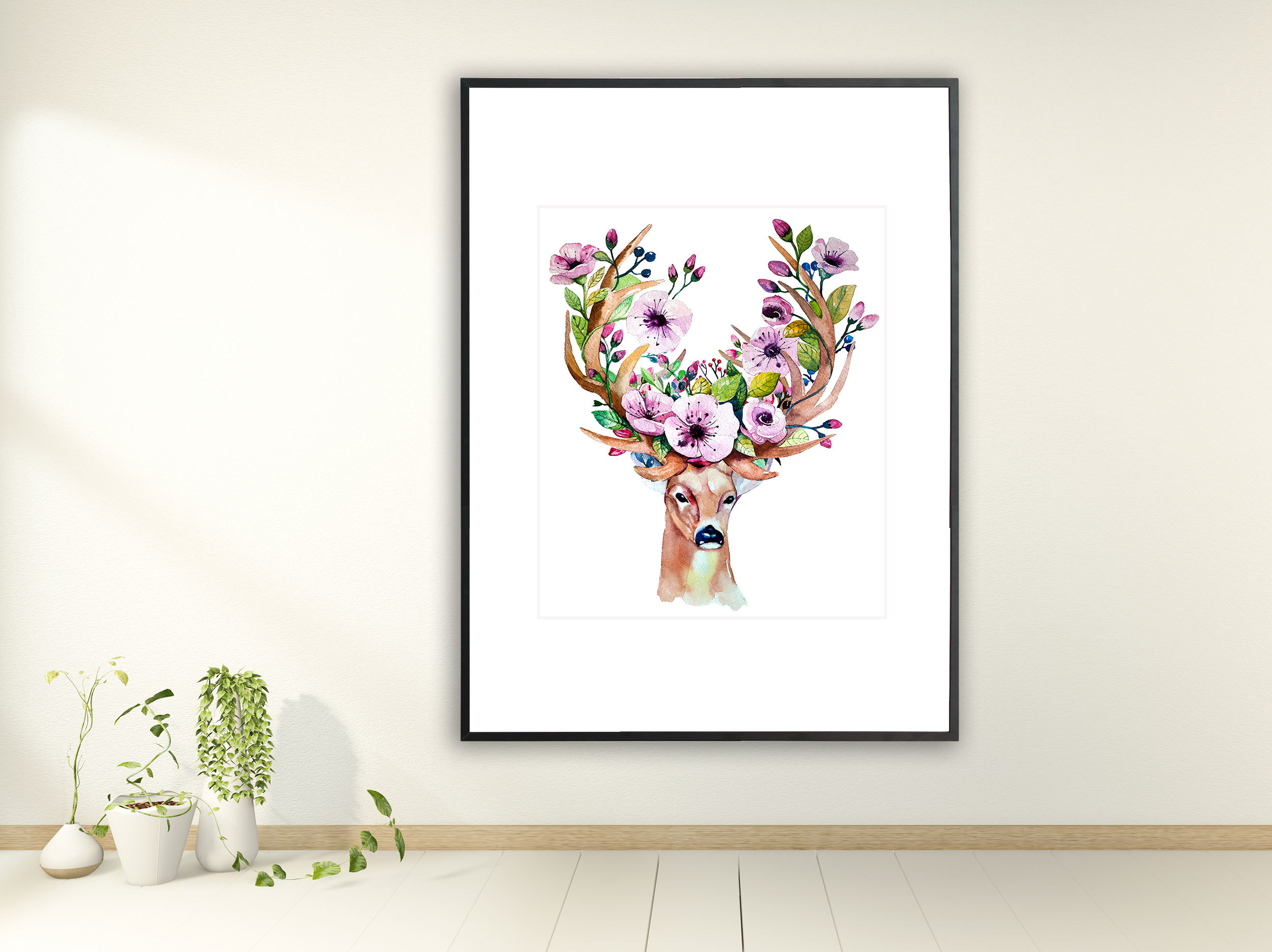 Hirsch mit Blumengeweih