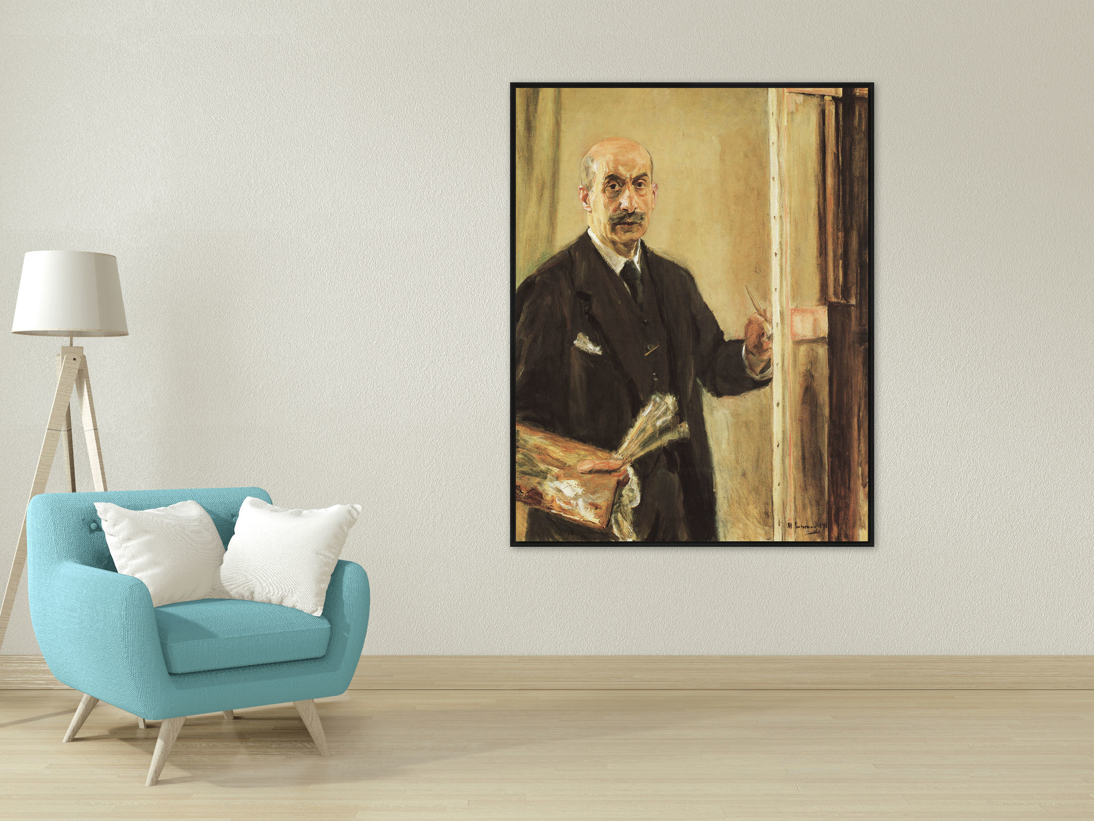 Selbstportrait Max Liebermann, 1916, Leinwand mit Rahmen schwarz