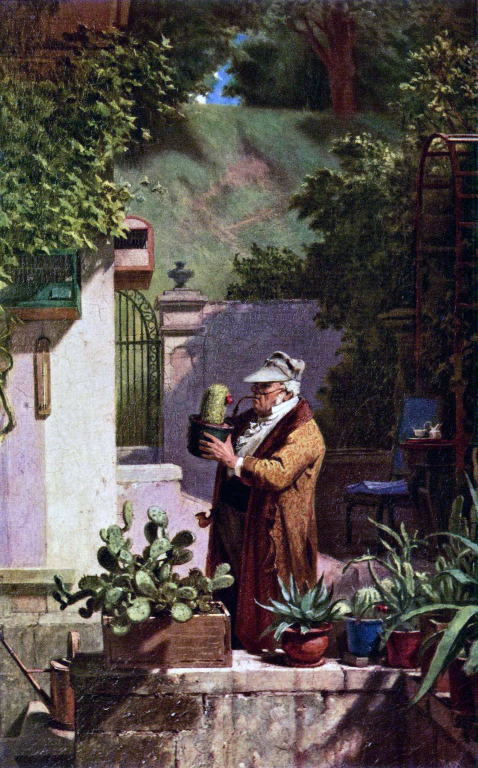 Carl Spitzweg - Der Pfarrer als Kakteenfreund, 1870, Bilderrahmen Eiche