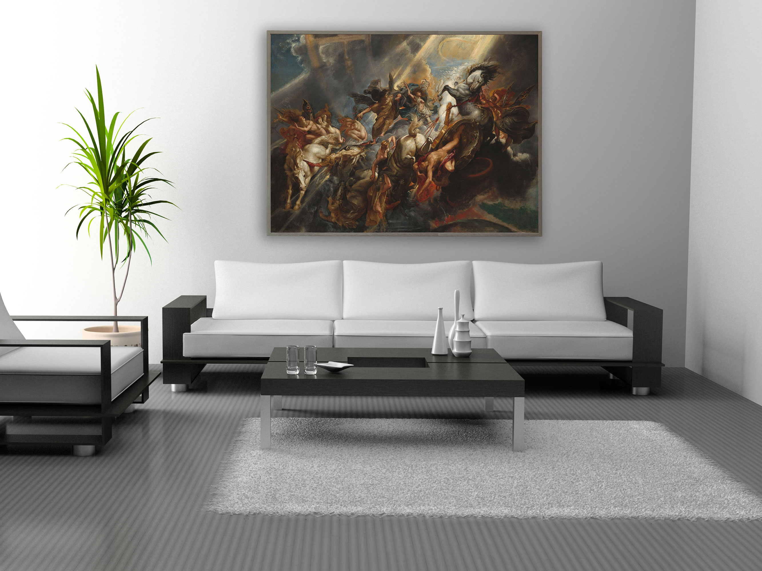 Peter Paul Rubens - Der Fall von Phaeton, Bilderrahmen grau