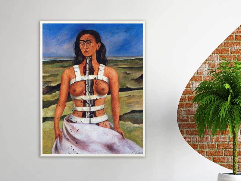 Frida Kahlo - Broken Column, 1944, Bilderrahmen weiß
