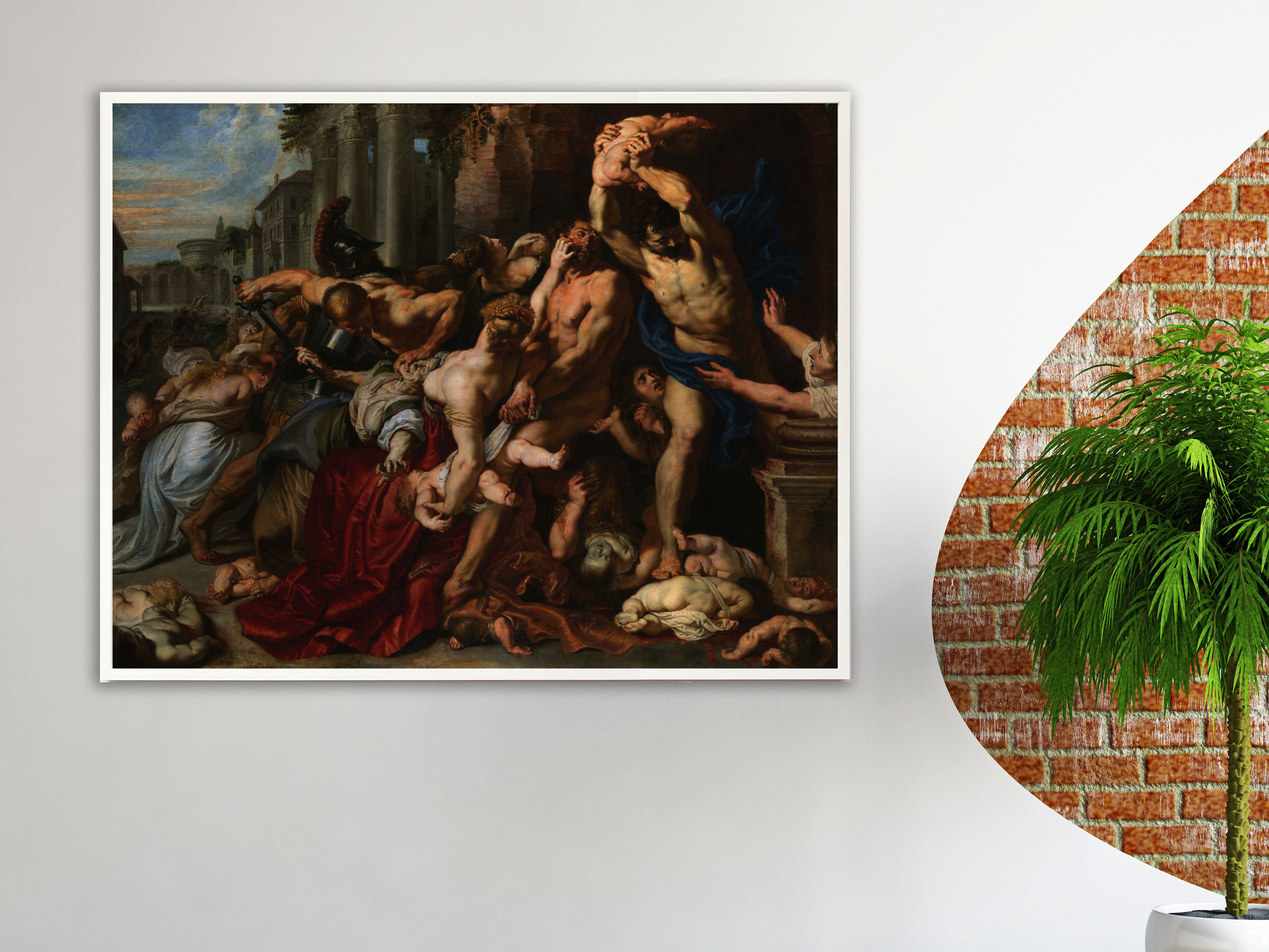 Peter Paul Rubens - Der bethlehemitische Kindermord, Bilderrahmen weiß