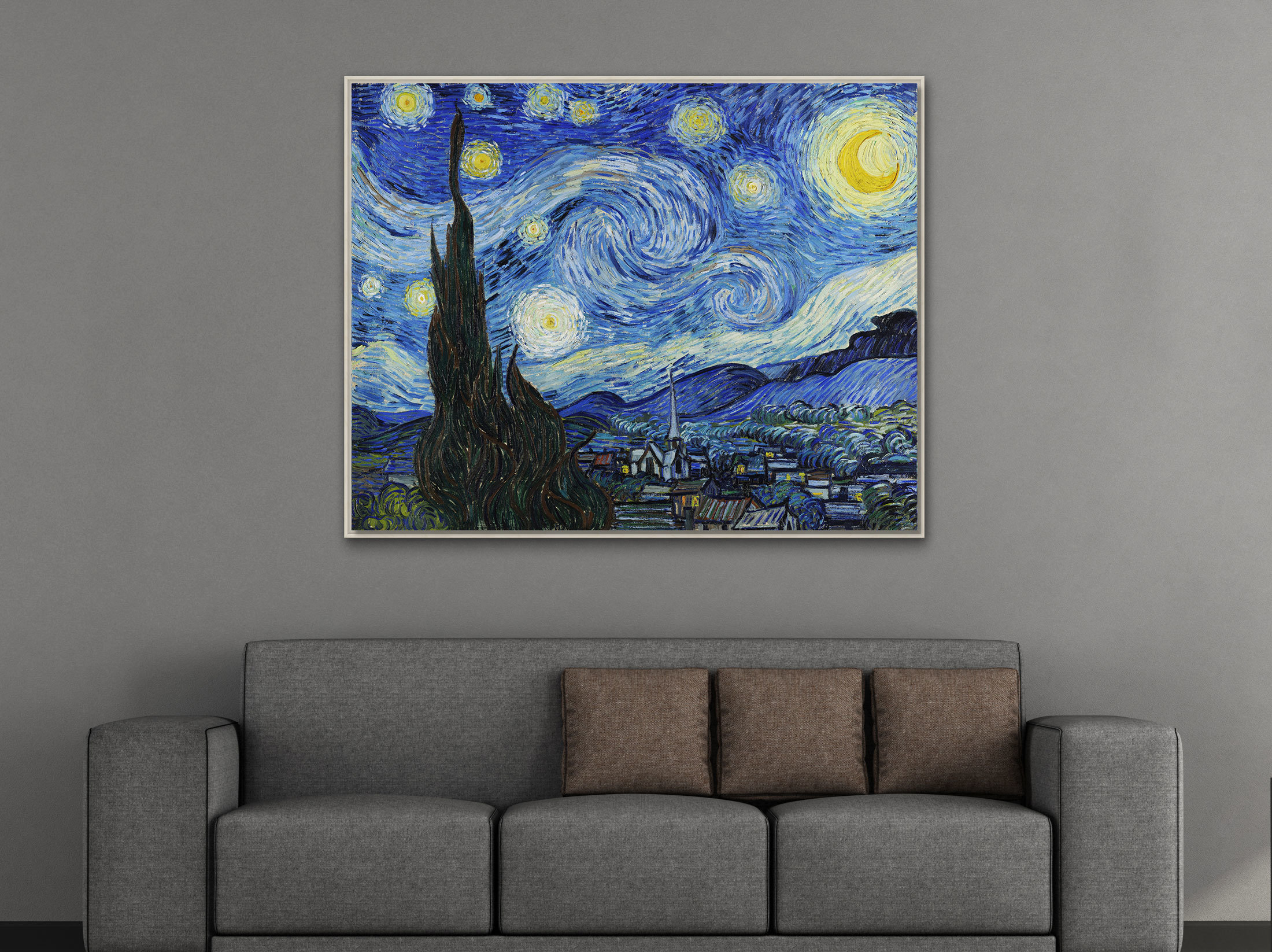 Sternennacht, 1889, Leinwand mit Rahmen natur