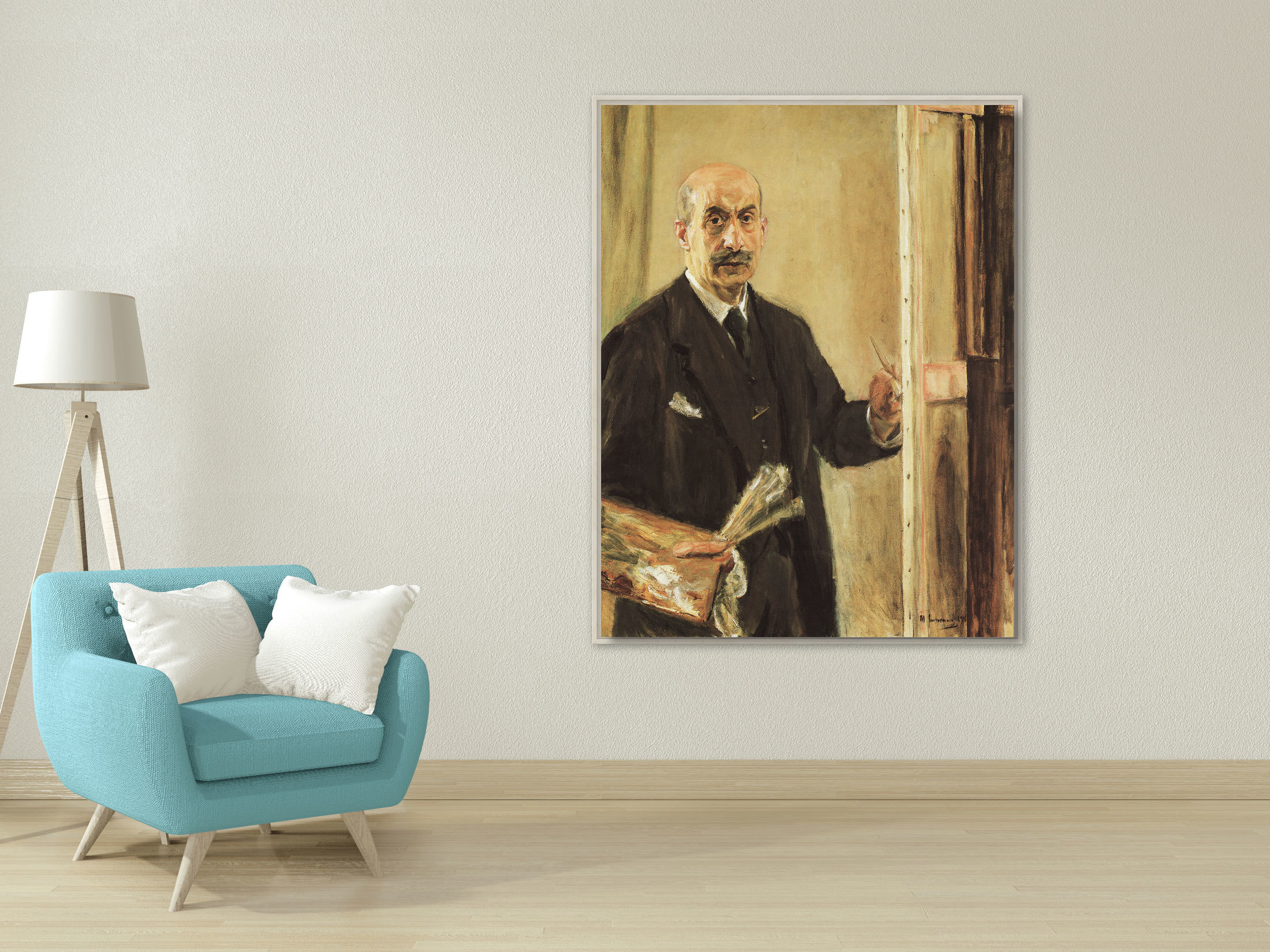 Selbstportrait Max Liebermann, 1916, Leinwand mit Rahmen Holz natur