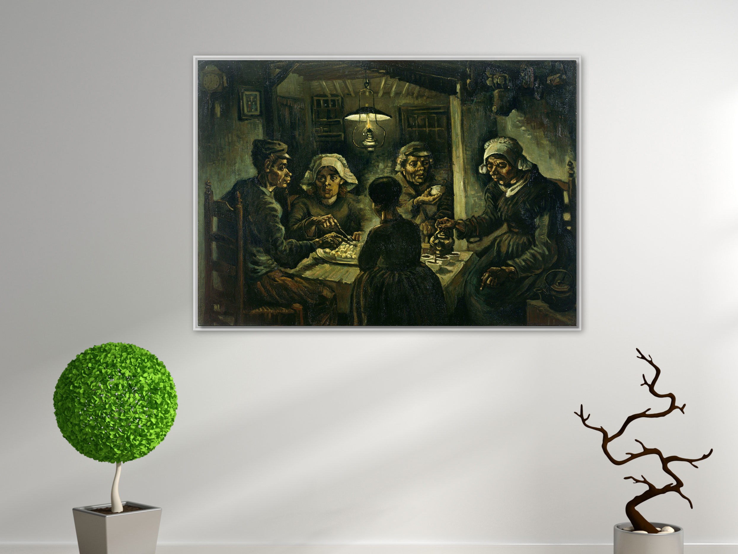 Die Kartoffelesser, 1885, Leinwand mit Rahmen weiß