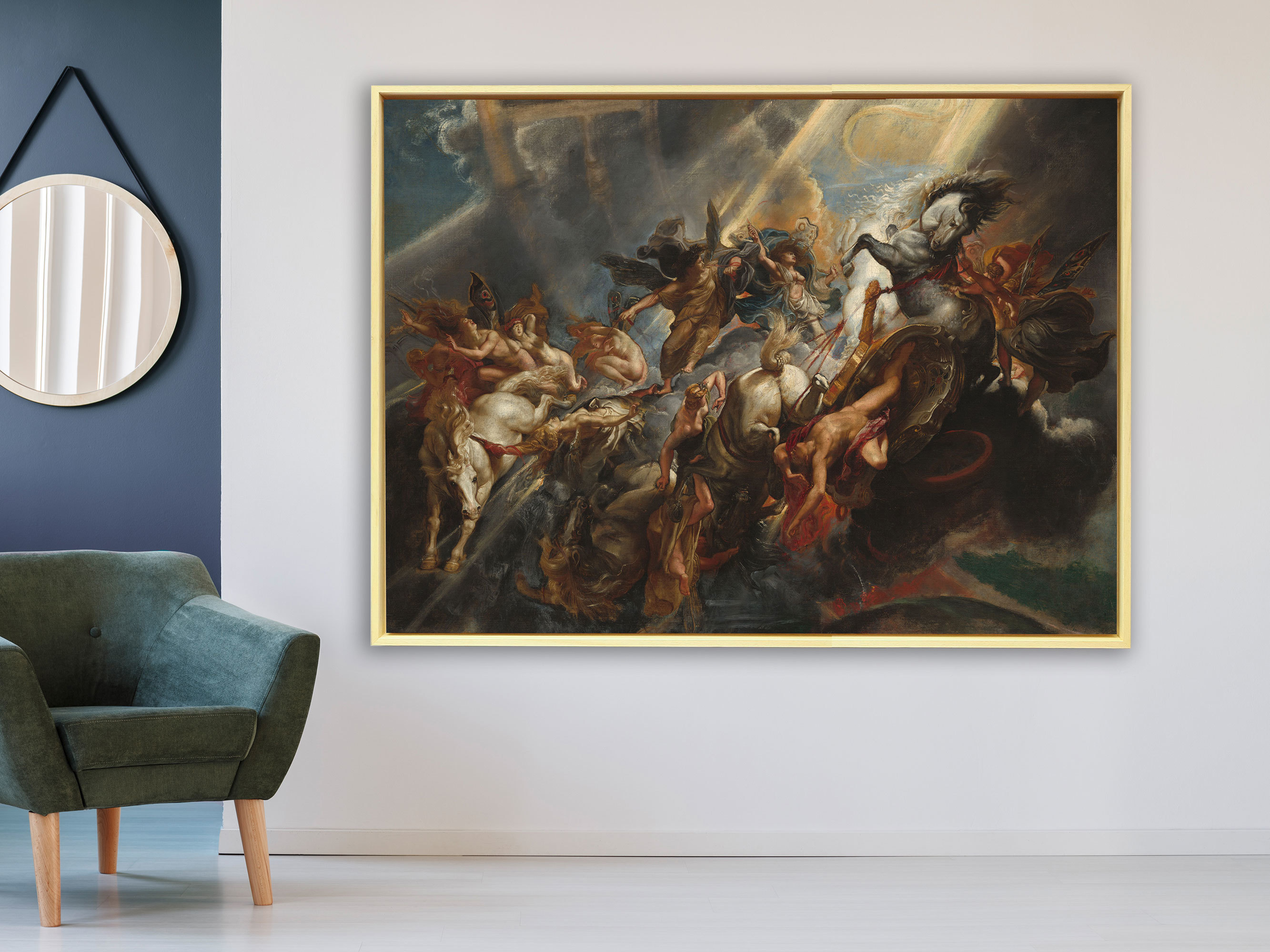 Peter Paul Rubens - Der Fall von Phaeton, Rahmen Schattenfuge Natur