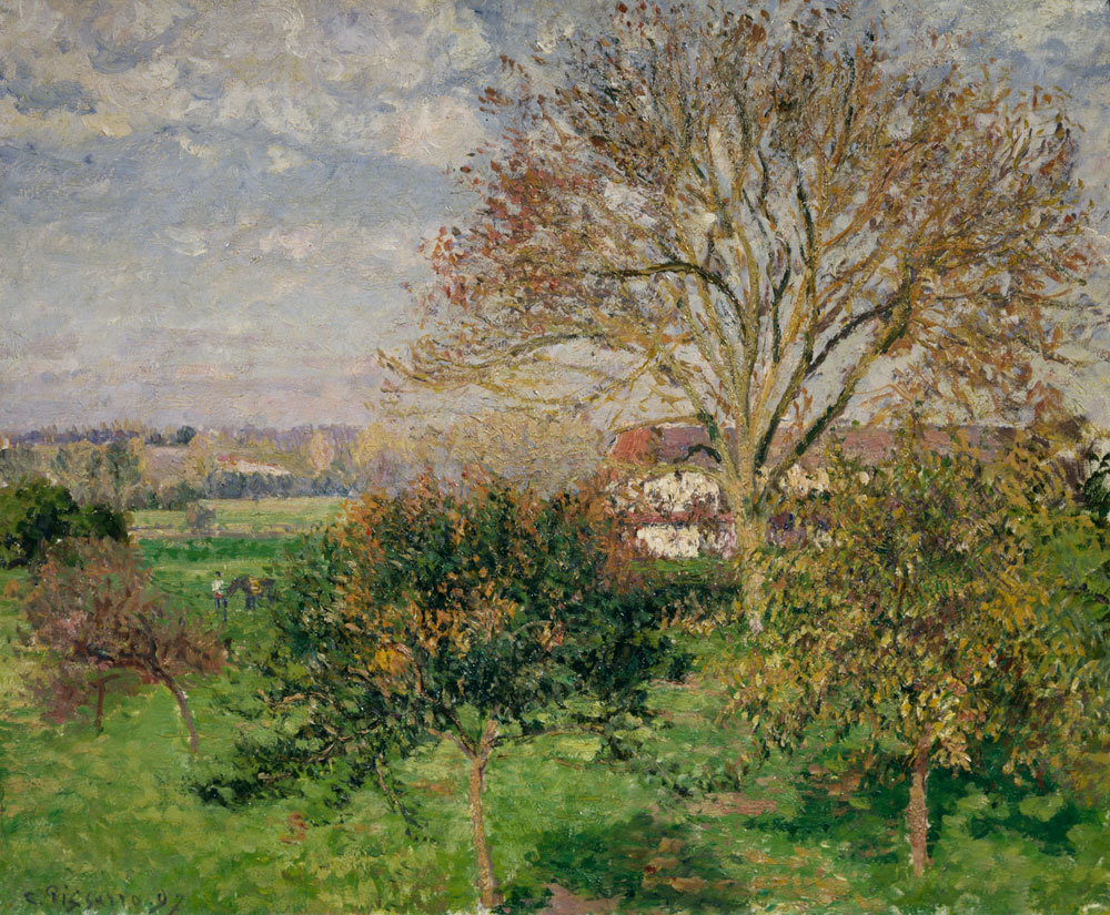 Camille Pissarro - Landschaft Eragny in Frankreich , inkl. Bilderrahmen grau