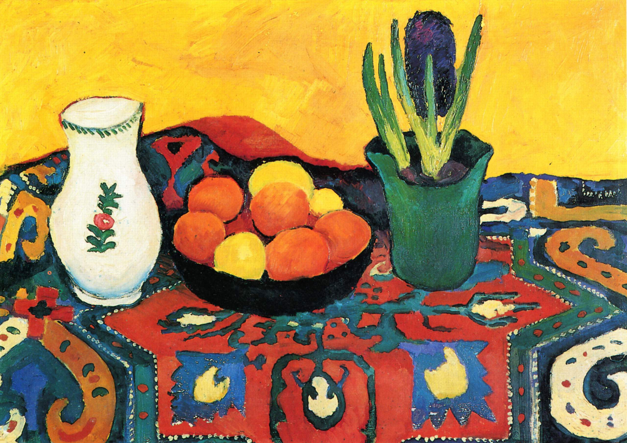 August Macke - Stillleben Hyazinthenteppich, 1910, Schattenfugenrahmen Natur