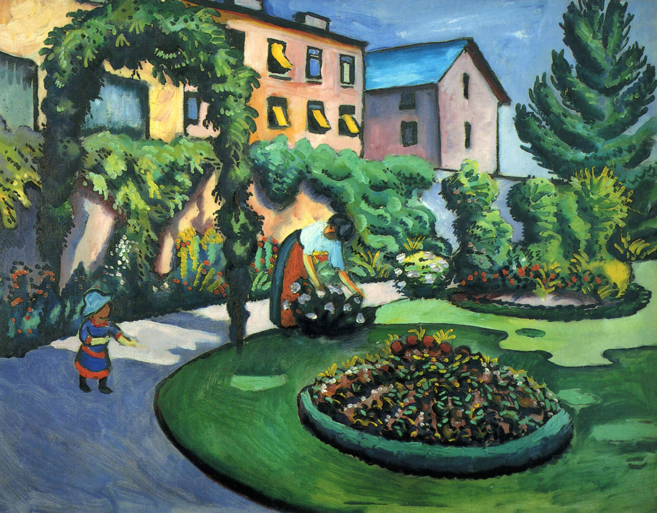 August Macke - Gartenbild von 1911, Schattenfugenrahmen Natur