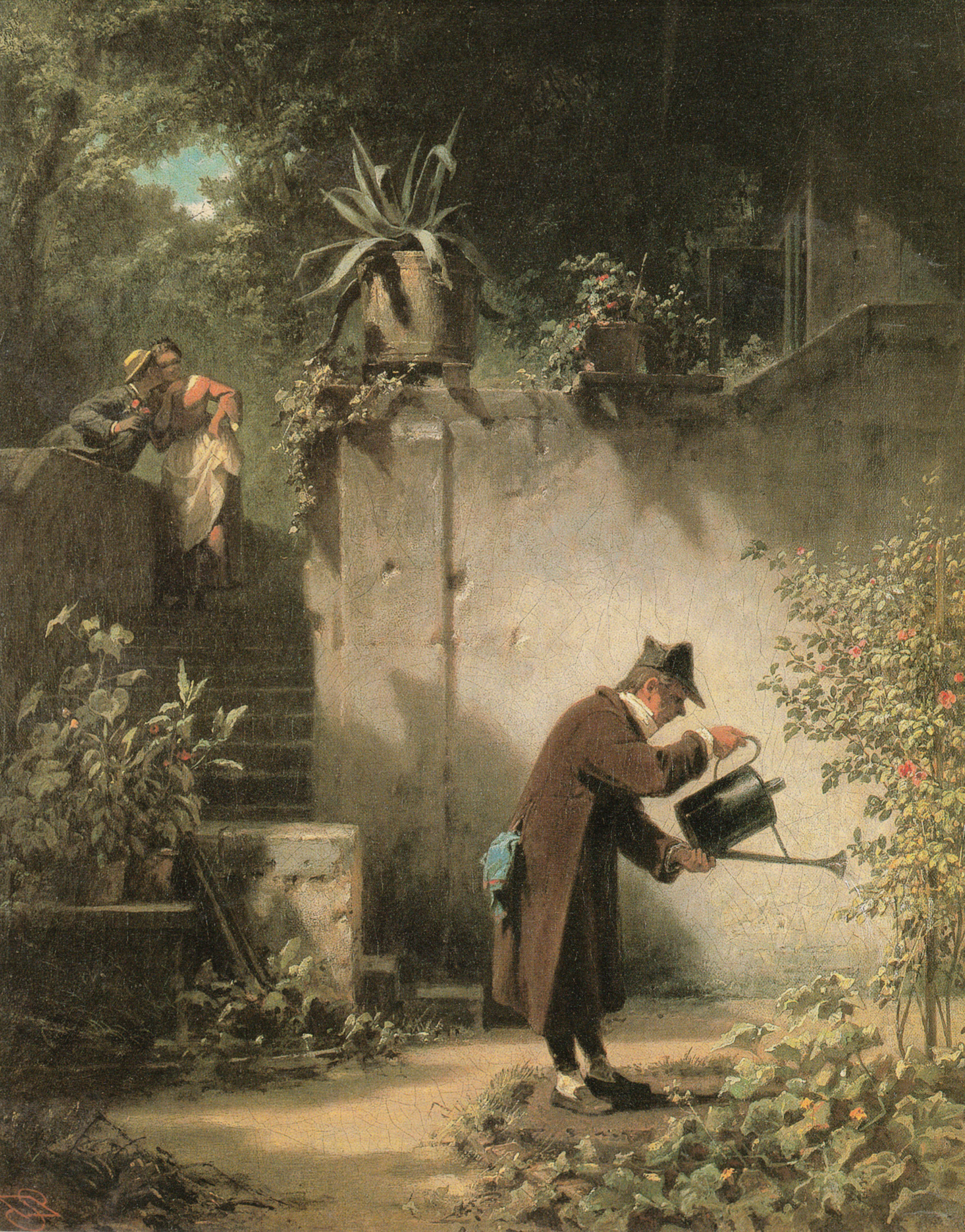 Carl Spitzweg - Der Blumenfreund, um 1858, Schattenfugenrahmen schwarz