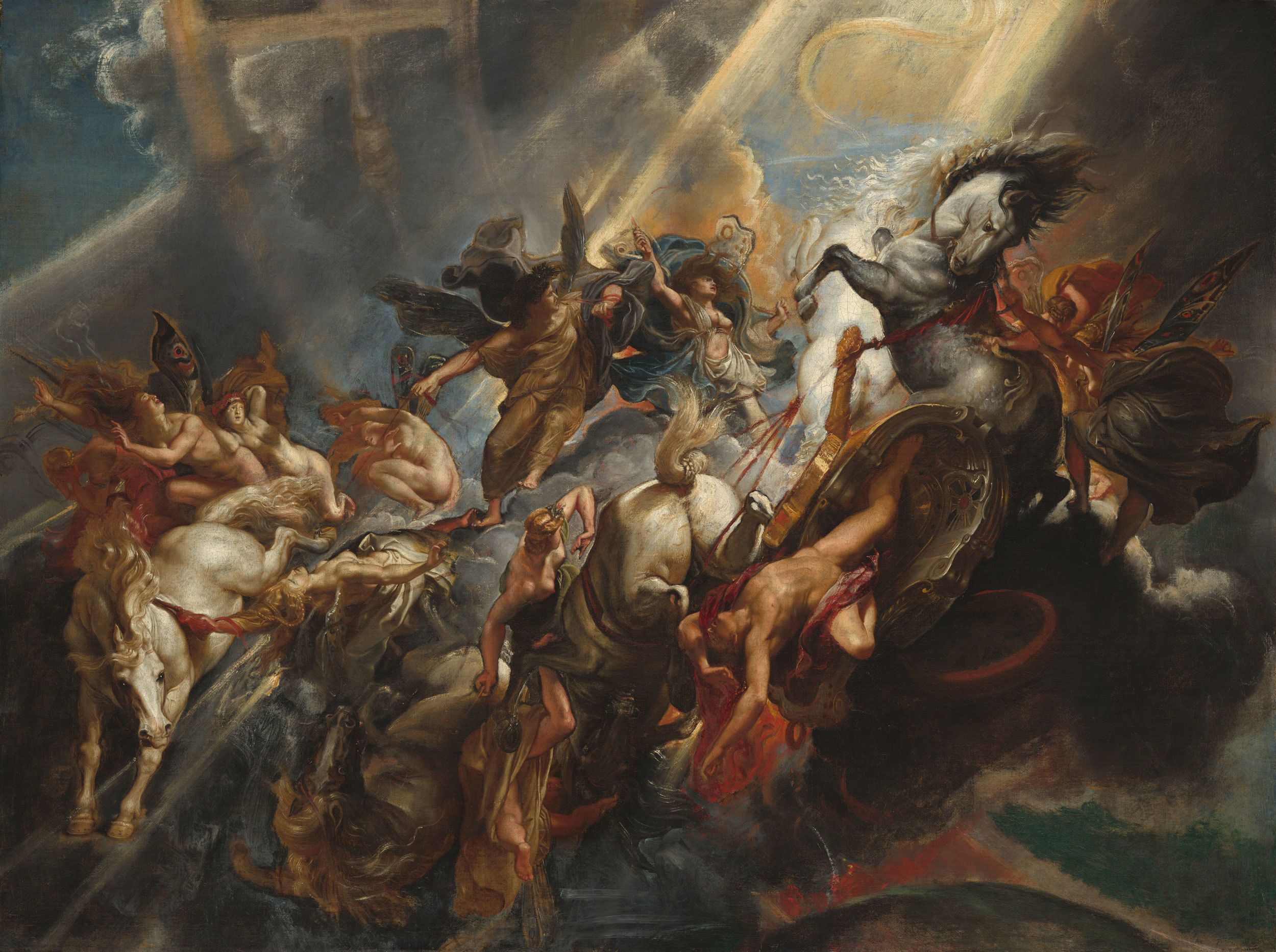 Peter Paul Rubens - Der Fall von Phaeton, Bilderrahmen Ahorn