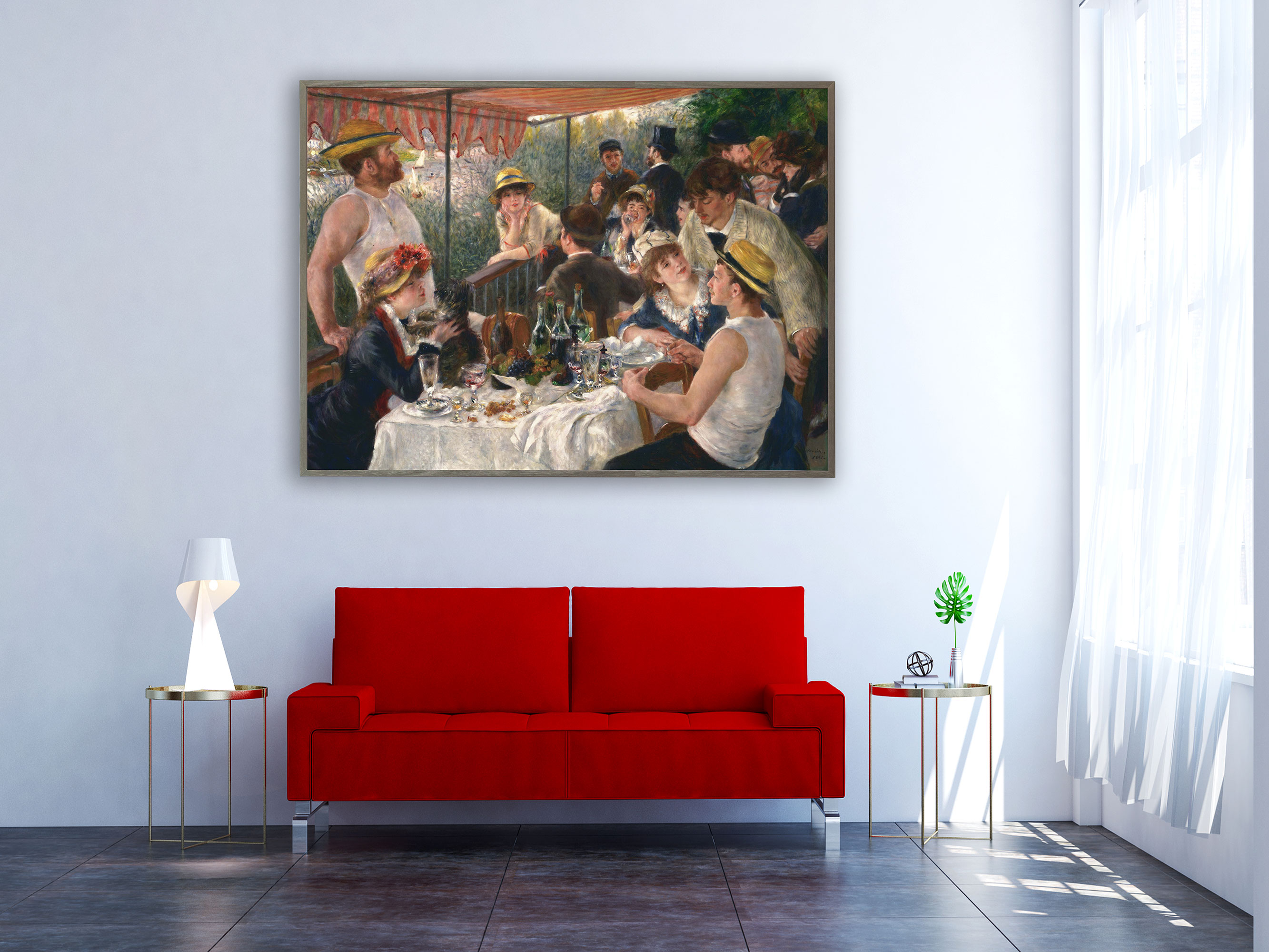 Auguste Renoir - Das Frühstück der Ruderer, 1881, Bilderrahmen grau