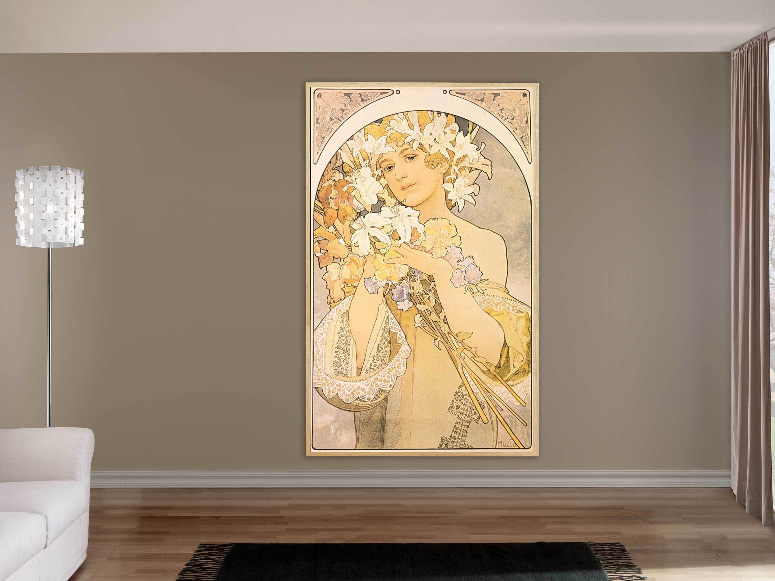 Alfons Mucha - Flowers, 1897, Bilderrahmen Eiche
