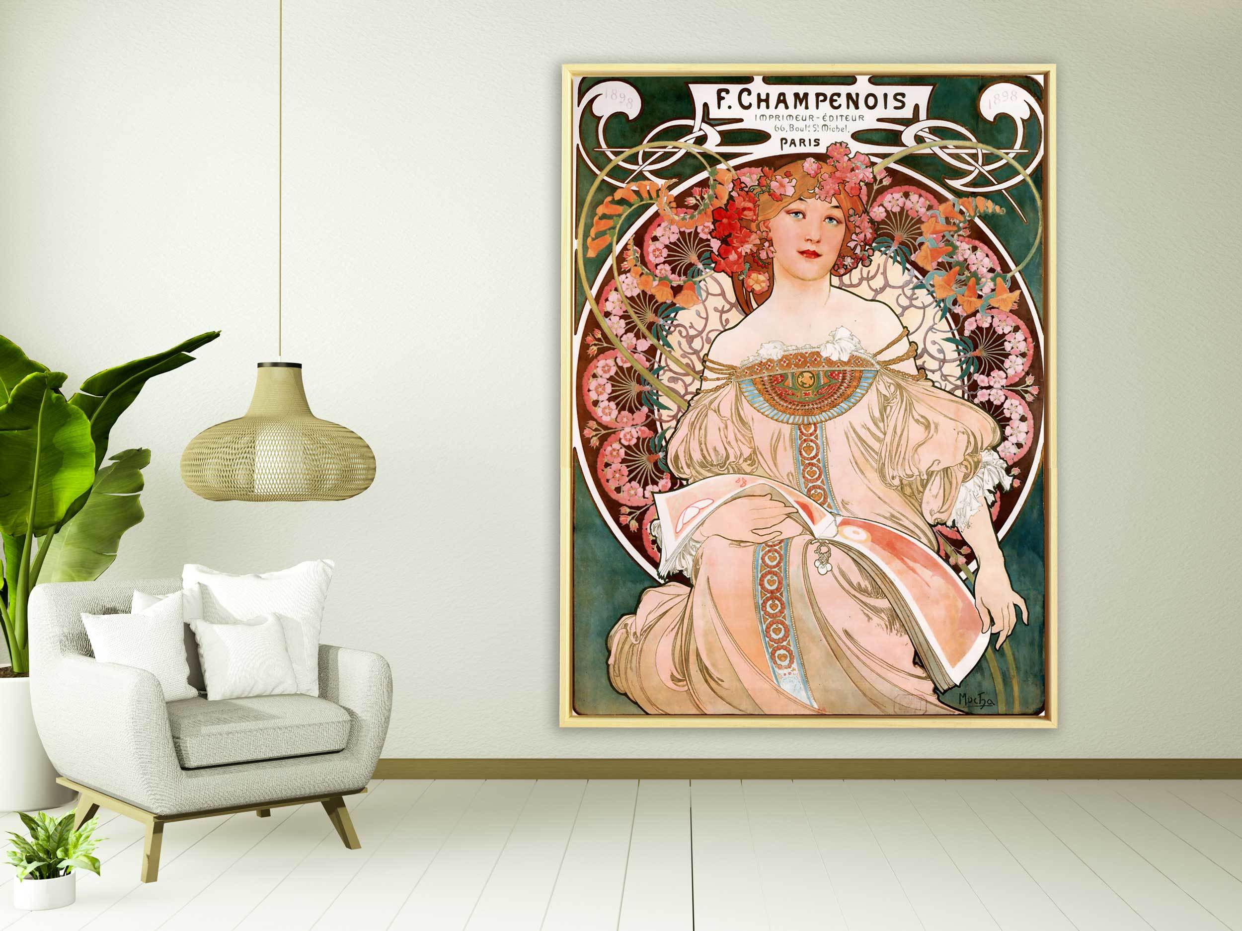 Alfons Mucha - F. Champenois Imprimeur-Éditeur, 1897, Rahmen Schattenfuge Natur