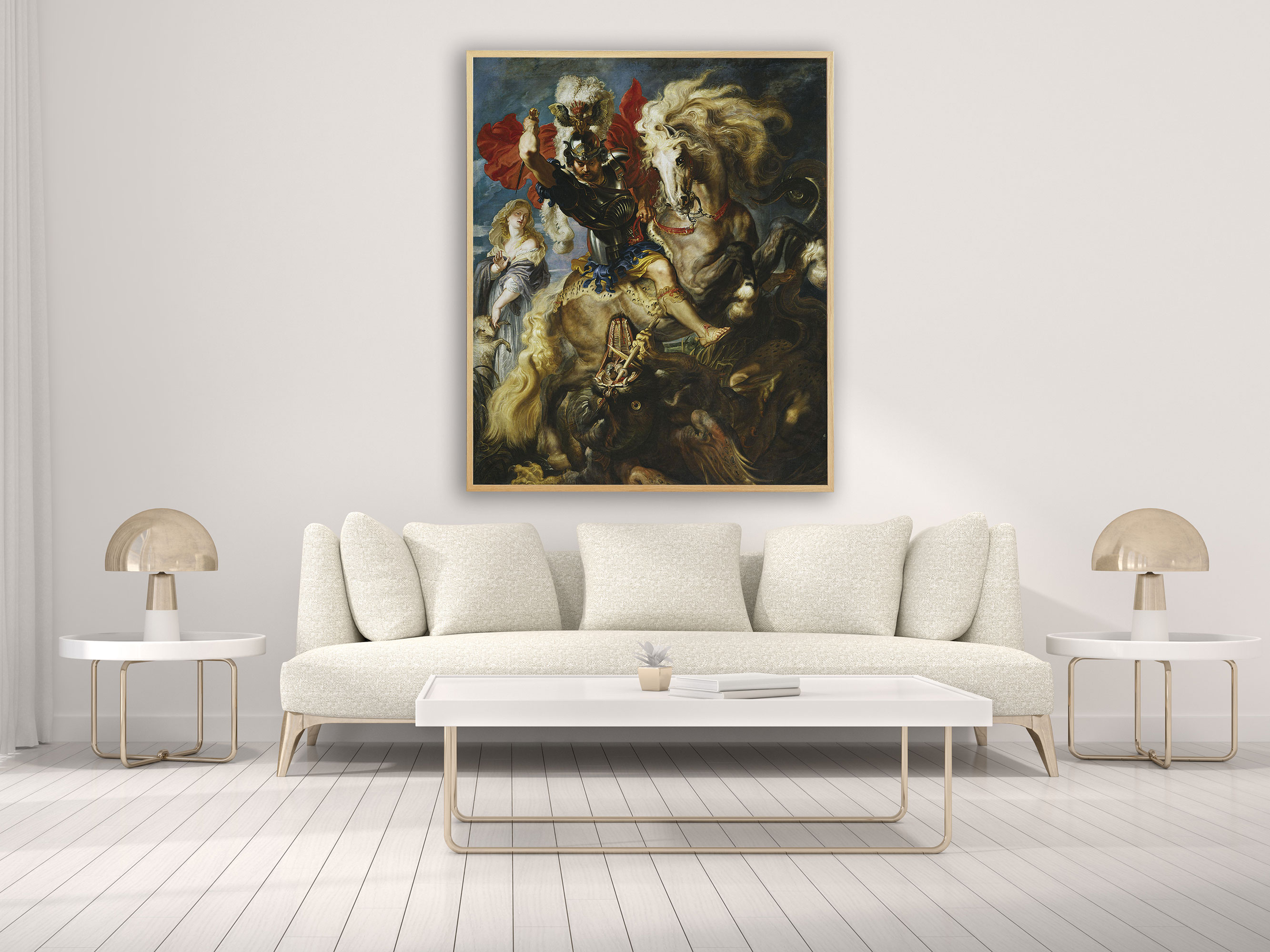 Peter Paul Rubens - Der heilige Georg und der Drachen, Bilderrahmen Eiche