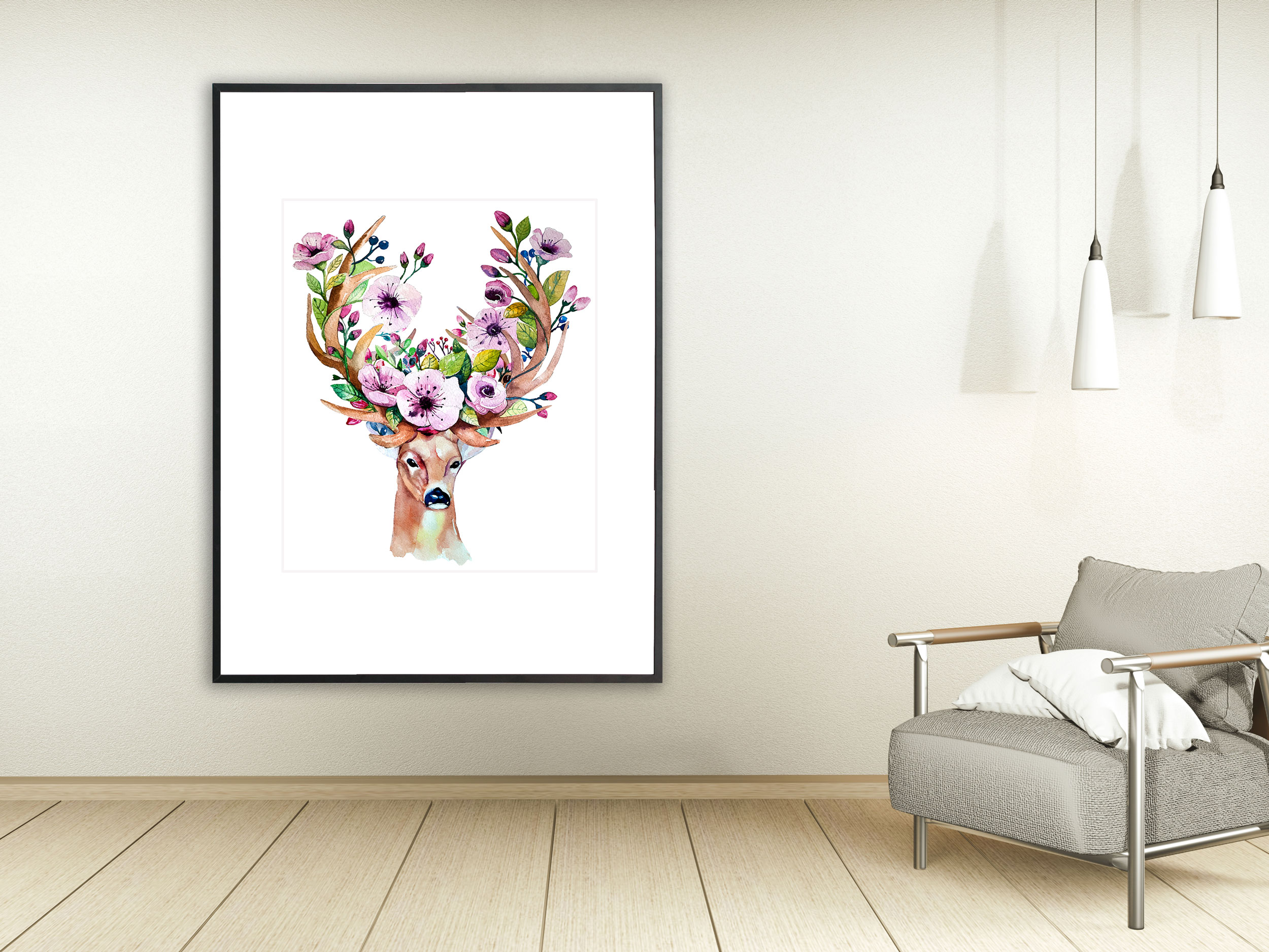 Hirsch mit Blumengeweih