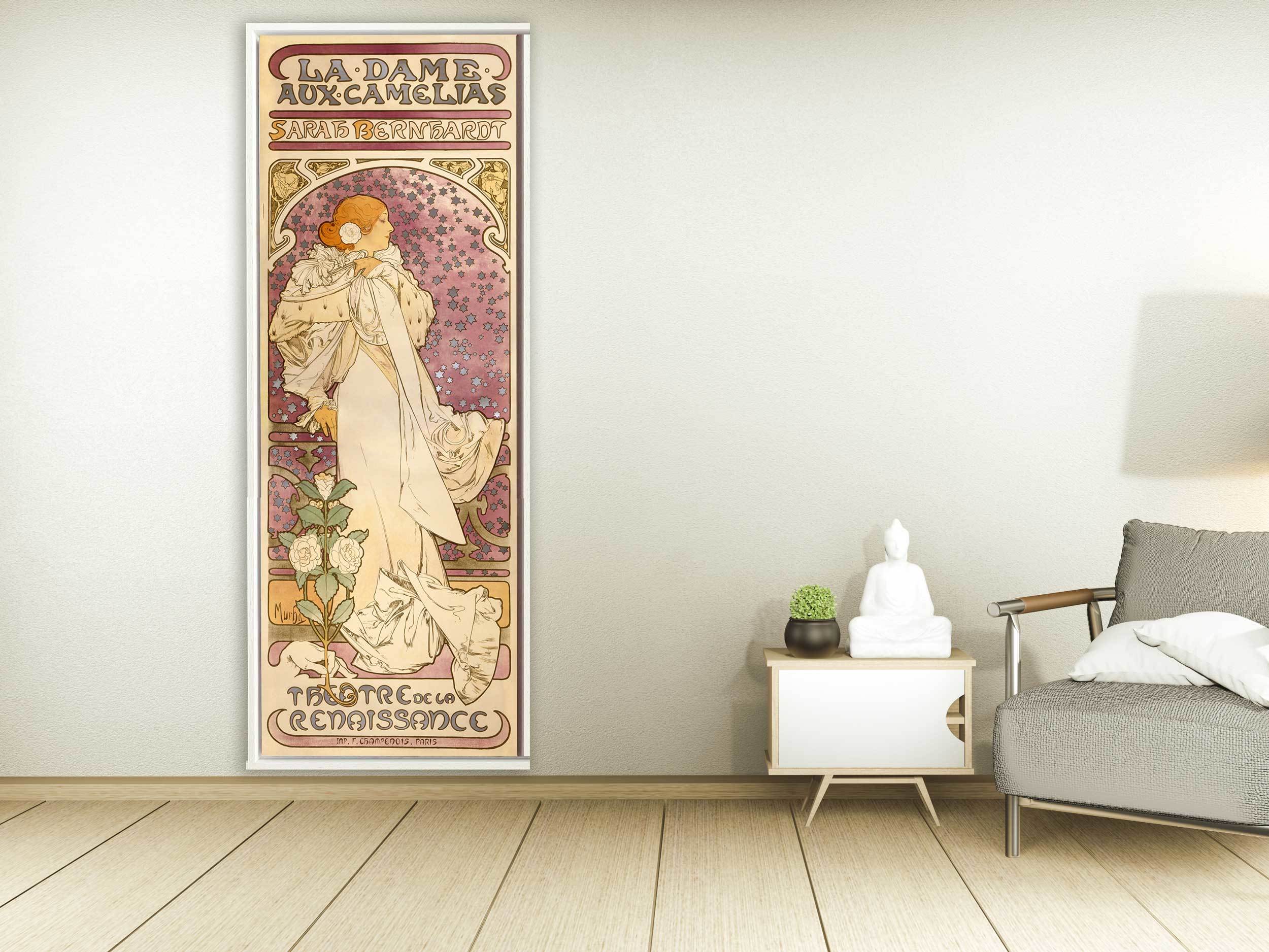 Alfons Mucha - La Dame aux Camelias, 1896, Schattenfugenrahmen weiß