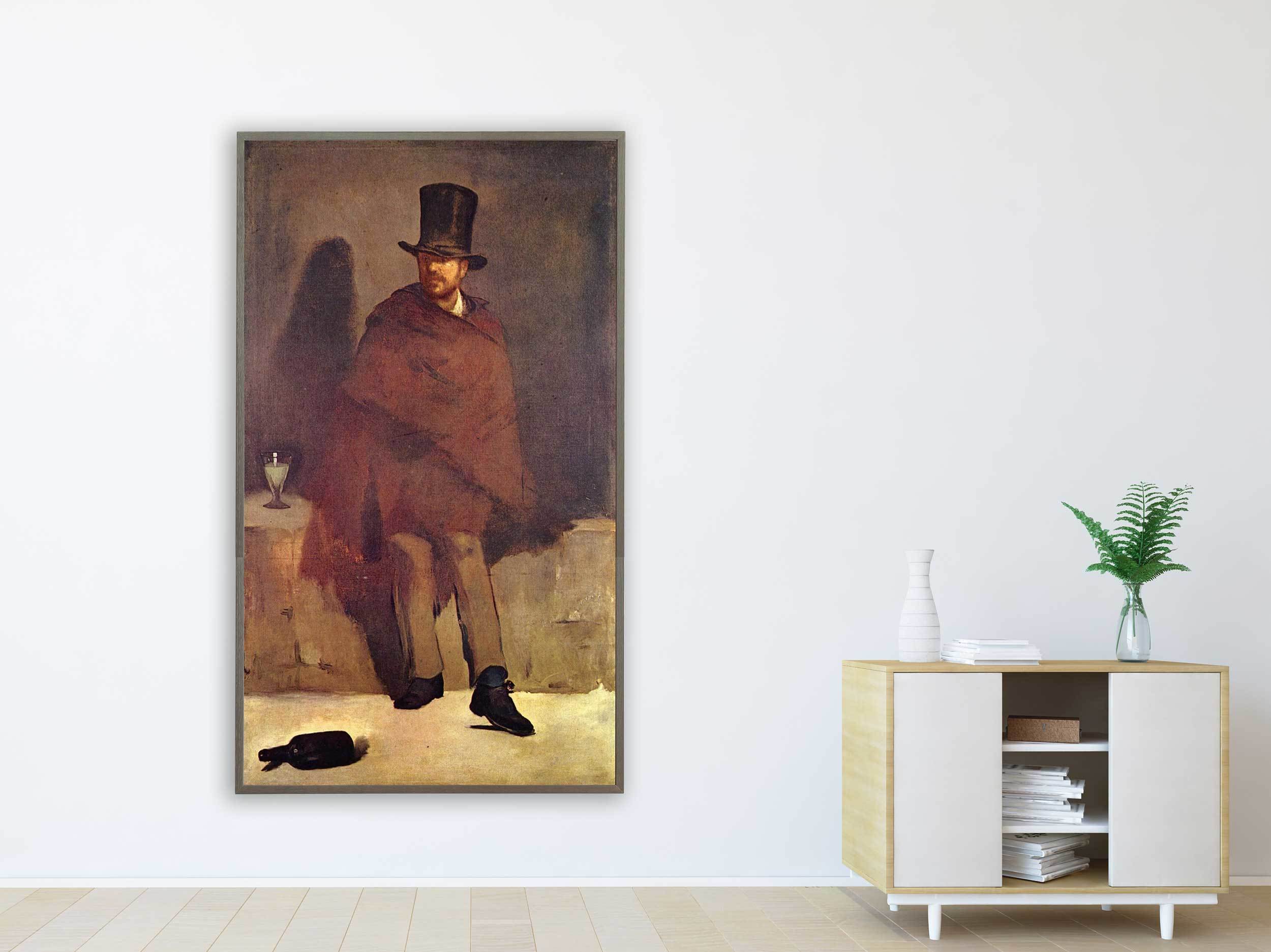 Edouard Manet - Der Absinthtrinker, 1859, Bilderrahmen grau