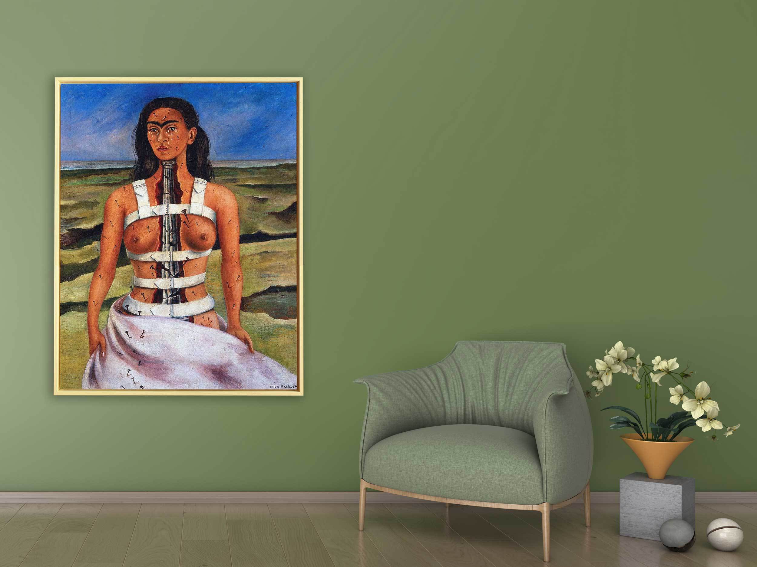 Frida Kahlo - Broken Column, 1944, Rahmen Schattenfuge Natur